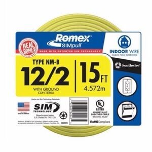 Coleman Cable Southwire Romex SIMpull 14/2 15' Residentia Indoor Electrical Wire